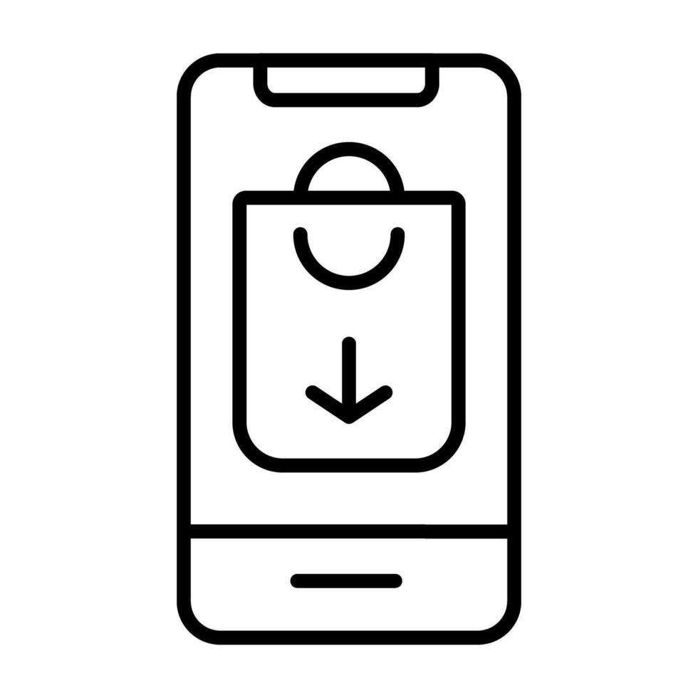 Ecommerce Purchase icon. Outline smartphone download vector icon for web design isolated on white background