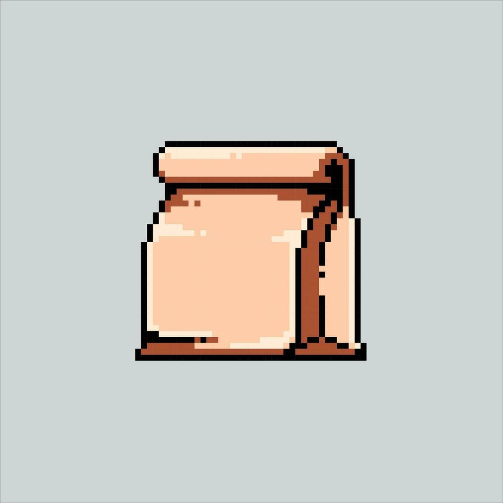 Pixel art illustration Paper Bag. Pixelated Paper Bag. Paper Bag pixelated for the pixel art game and icon for website and video game. old school retro. vector