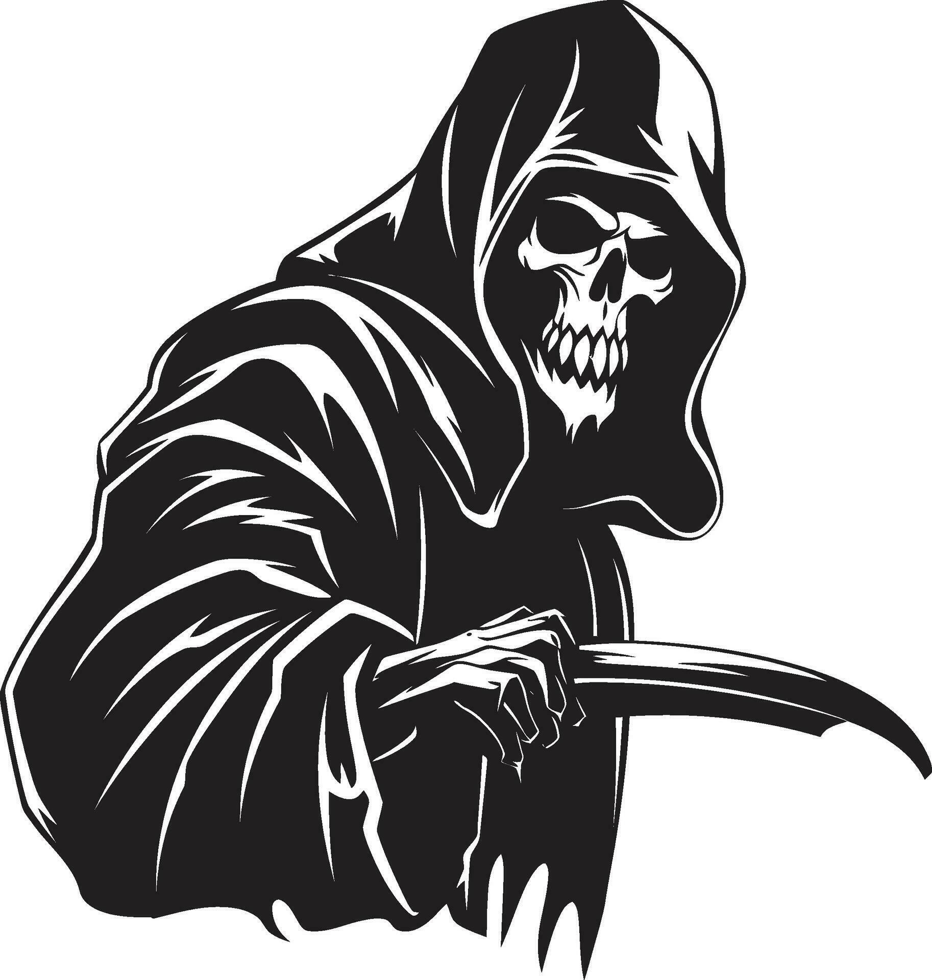 Majestic Reaper in Black Vector Icon Grim Harvest Stylish Reaper Logo ...