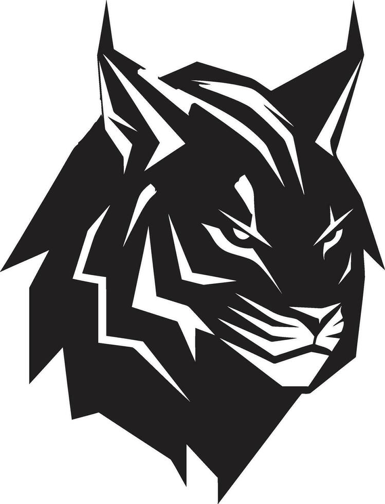 Emblematic Wildcat Majesty Logo Design Regal Lynx Silhouette Black Icon vector