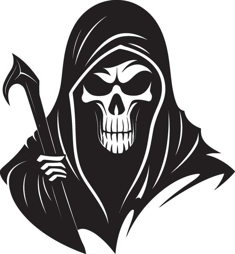 Embrace of Destiny Monochromatic Logo Emblem Simplistic Reaper Majesty Emblematic Art vector