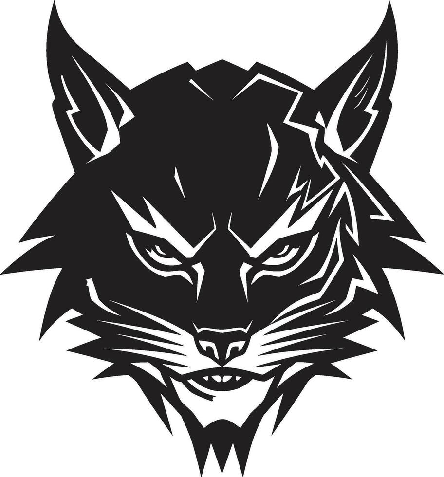 Safari Sentinel in Monochrome Lynx Emblem Elegant Feline Excellence Emblematic Art Design vector