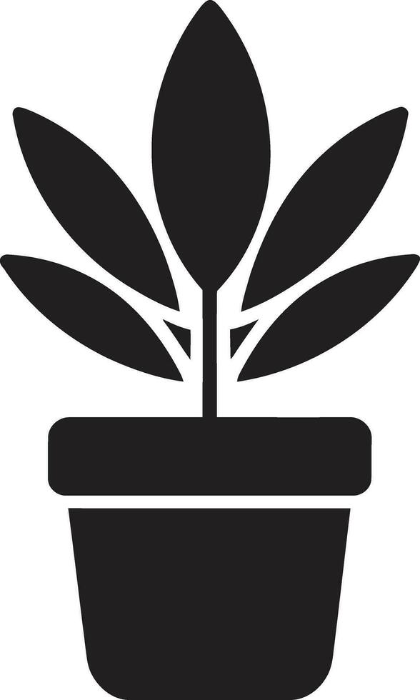 Elegance of Nature Monochrome Logo Design Serenity in Black and White Emblematic Pot Icon vector