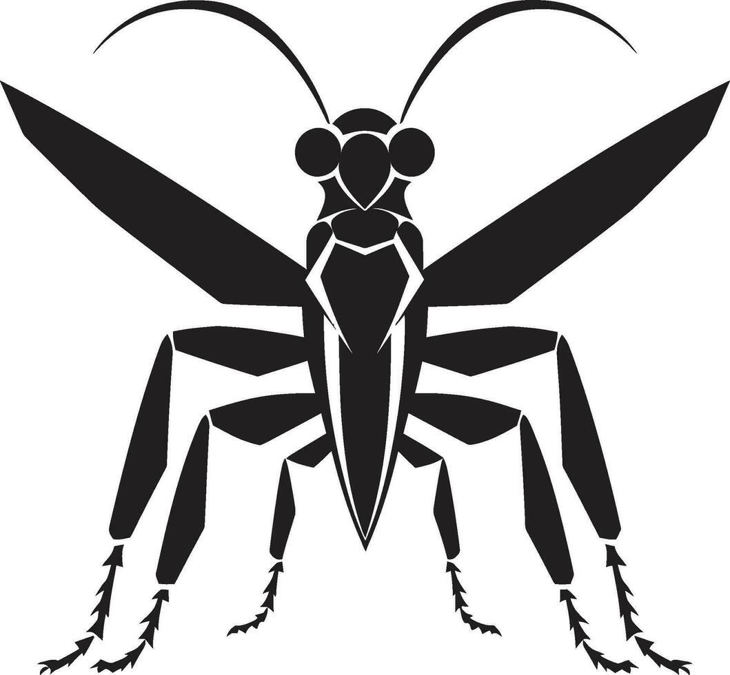 Emblematic Insect Majesty Logo Design Regal Mantis Silhouette Black Icon vector
