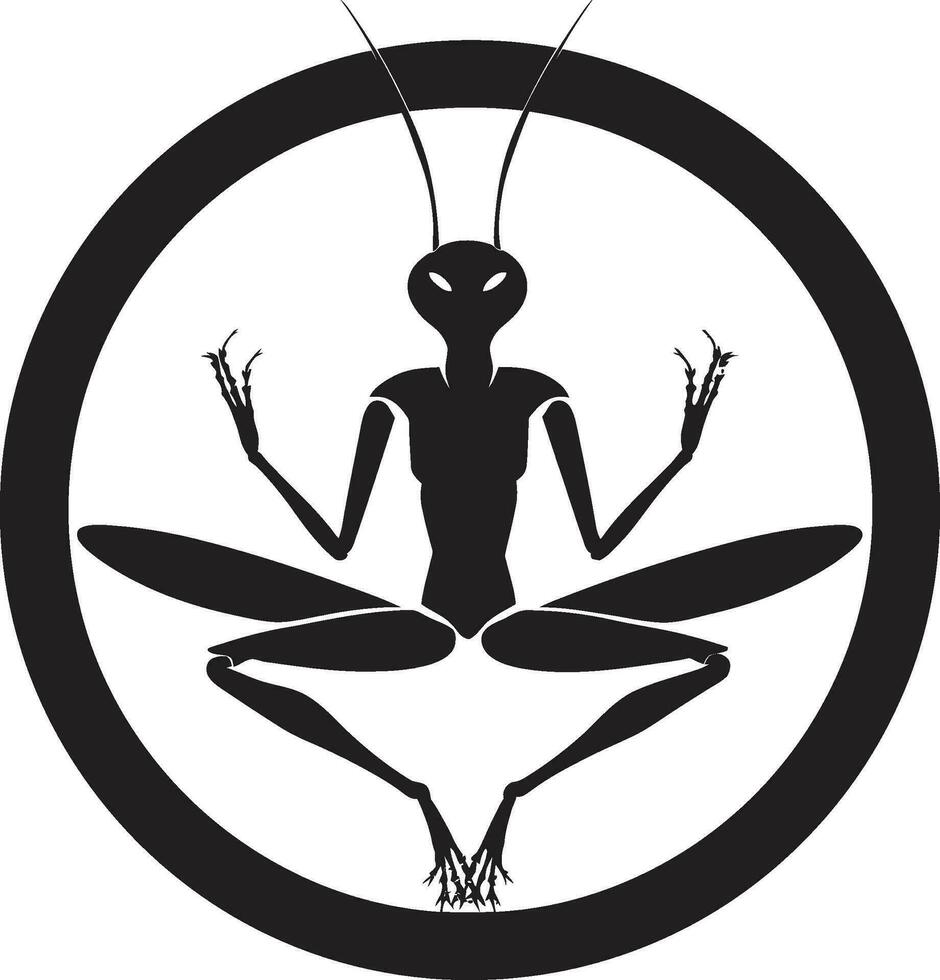 Minimalistic Predator Art Monochrome Emblem Icon of the Garden Mantis Vector Logo