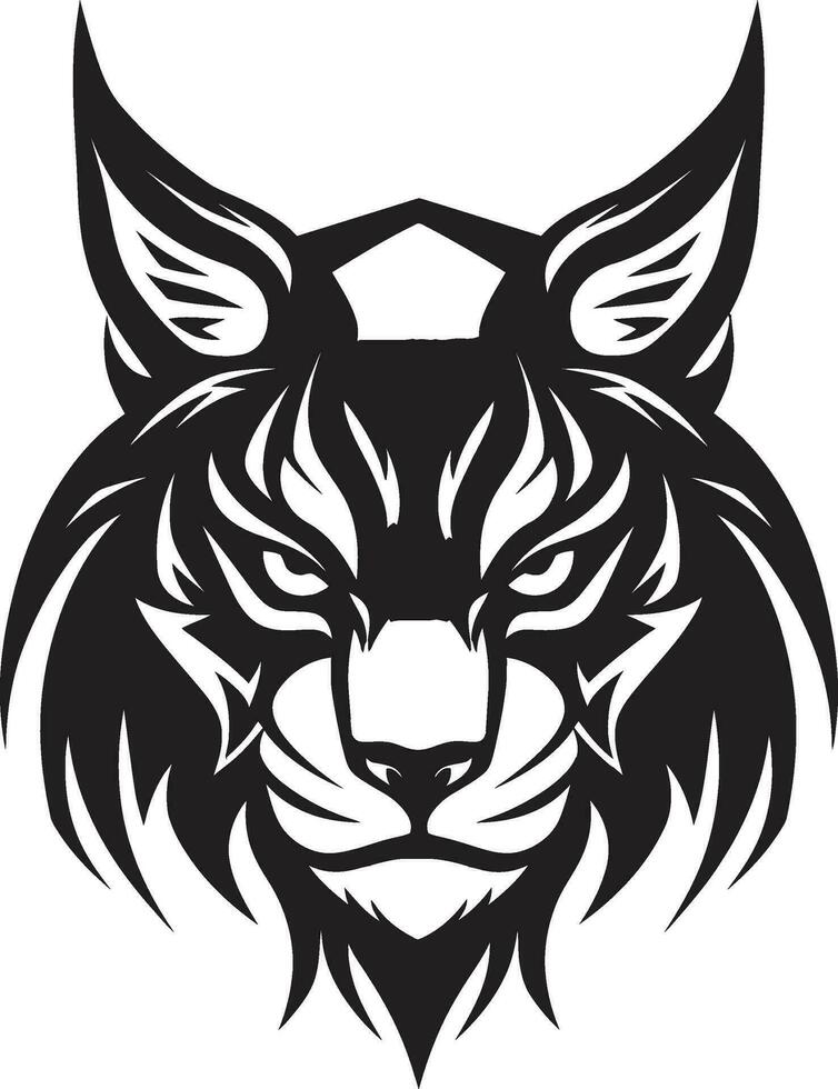 Iconic Wilderness in Black Monochrome Silhouette Regal Lynx Majesty Vector Emblem Design