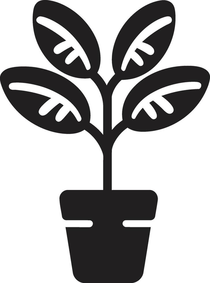 Urban Growth Black Plant Pot Emblem Emblematic Garden Excellence Logo Symbol vector