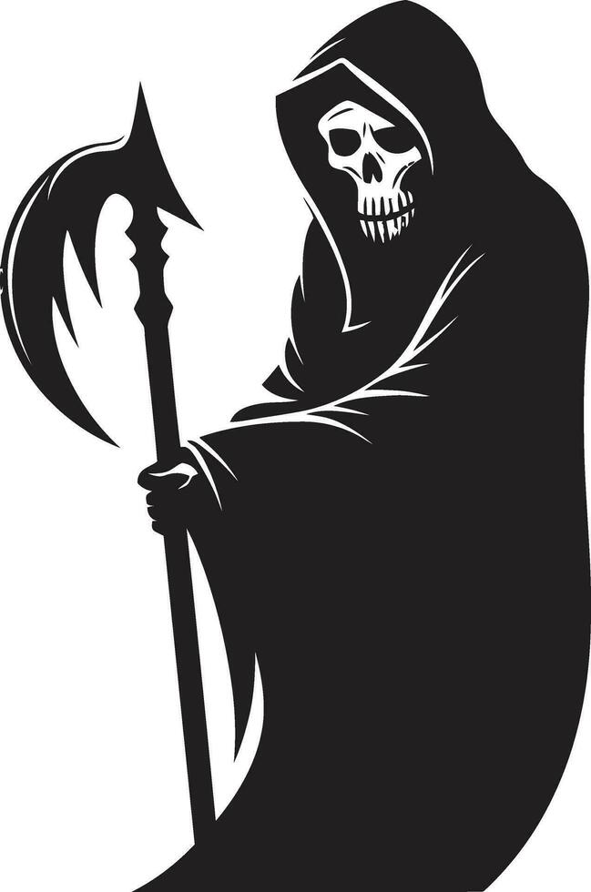 Noble Specter of Souls Black Logo Symbol Eternal Journey Iconic Reaper Silhouette vector