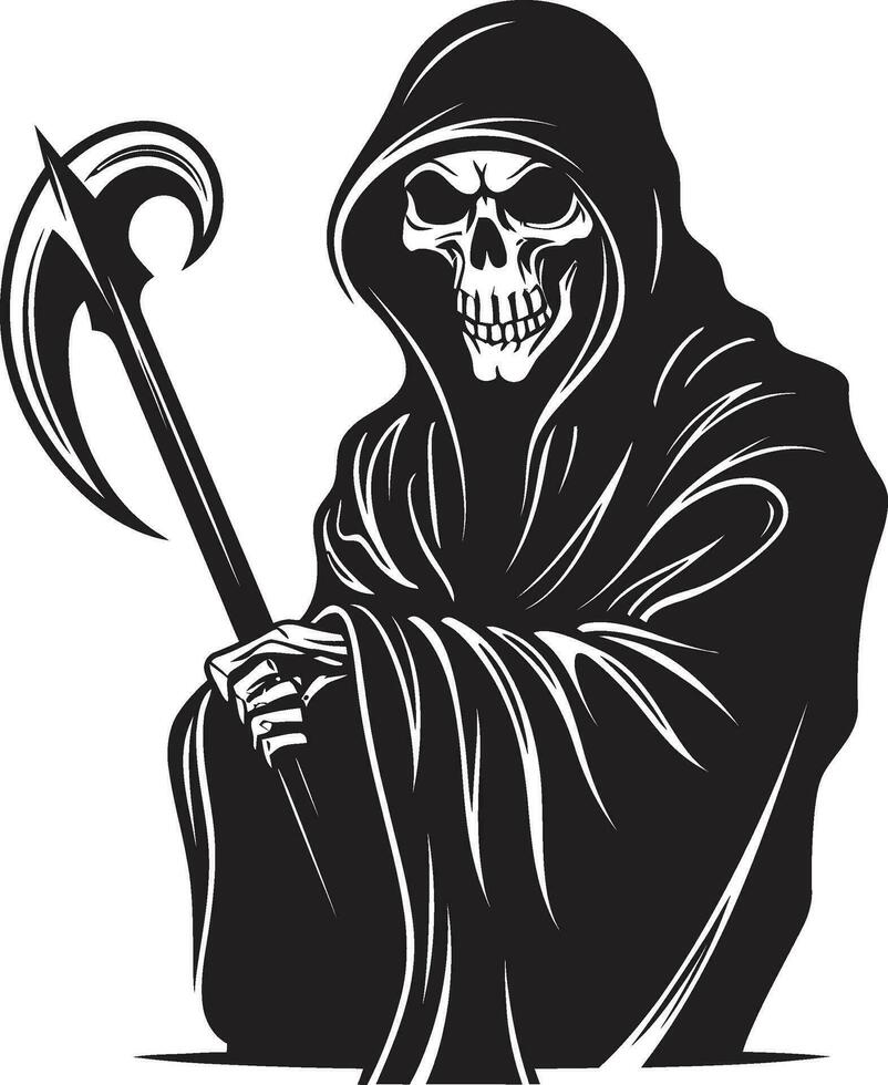 Iconic Omen of the Afterlife Monochrome Emblem Elegance of the Reapers Touch Black Logo vector