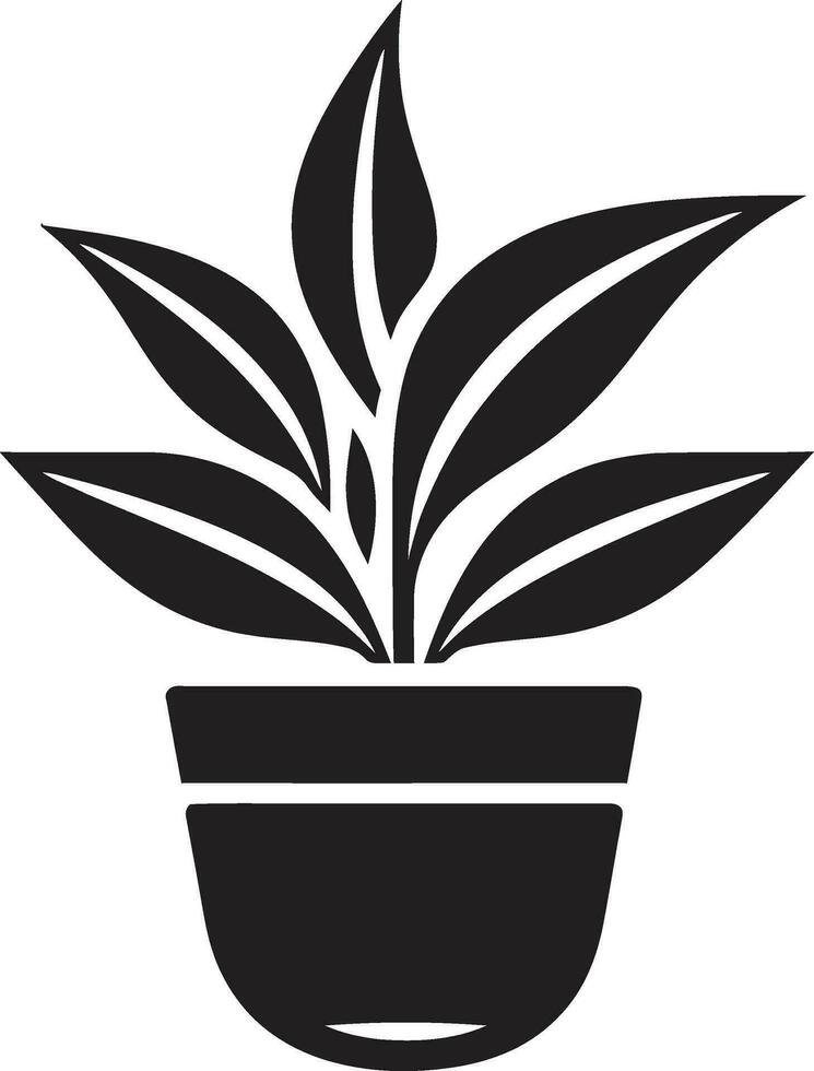 Botanical Beauty in Black Iconic Pottery Symbol Iconic Plant Pot in Monochrome Vector Emblem