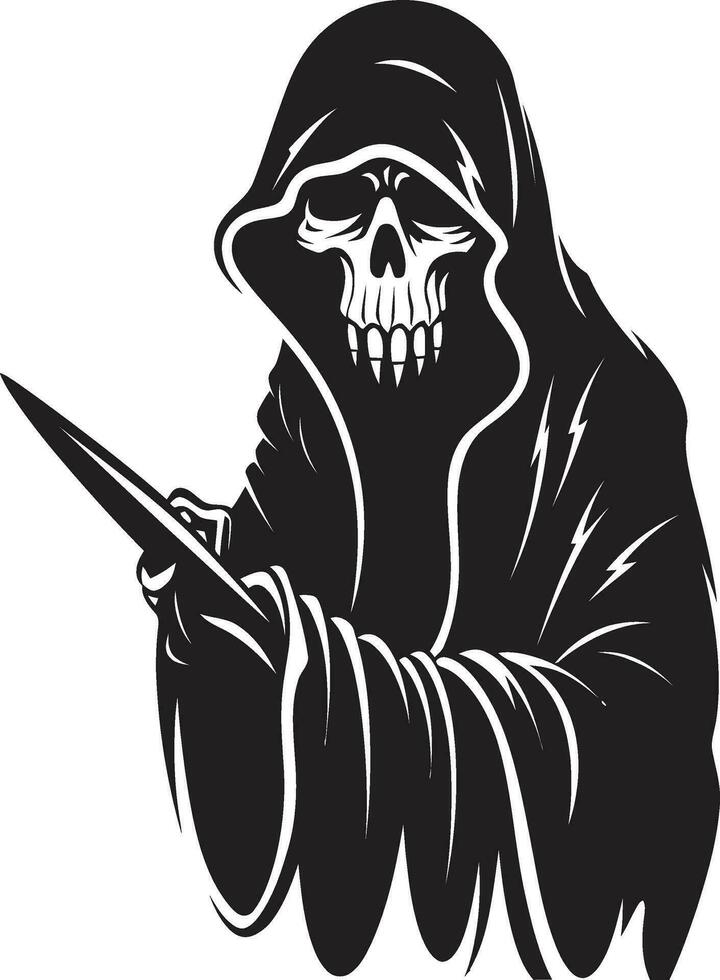 Elegant Reaper Emblem Monochromatic Iconic Design Grim Reaper Vector Symbol Dark Majesty