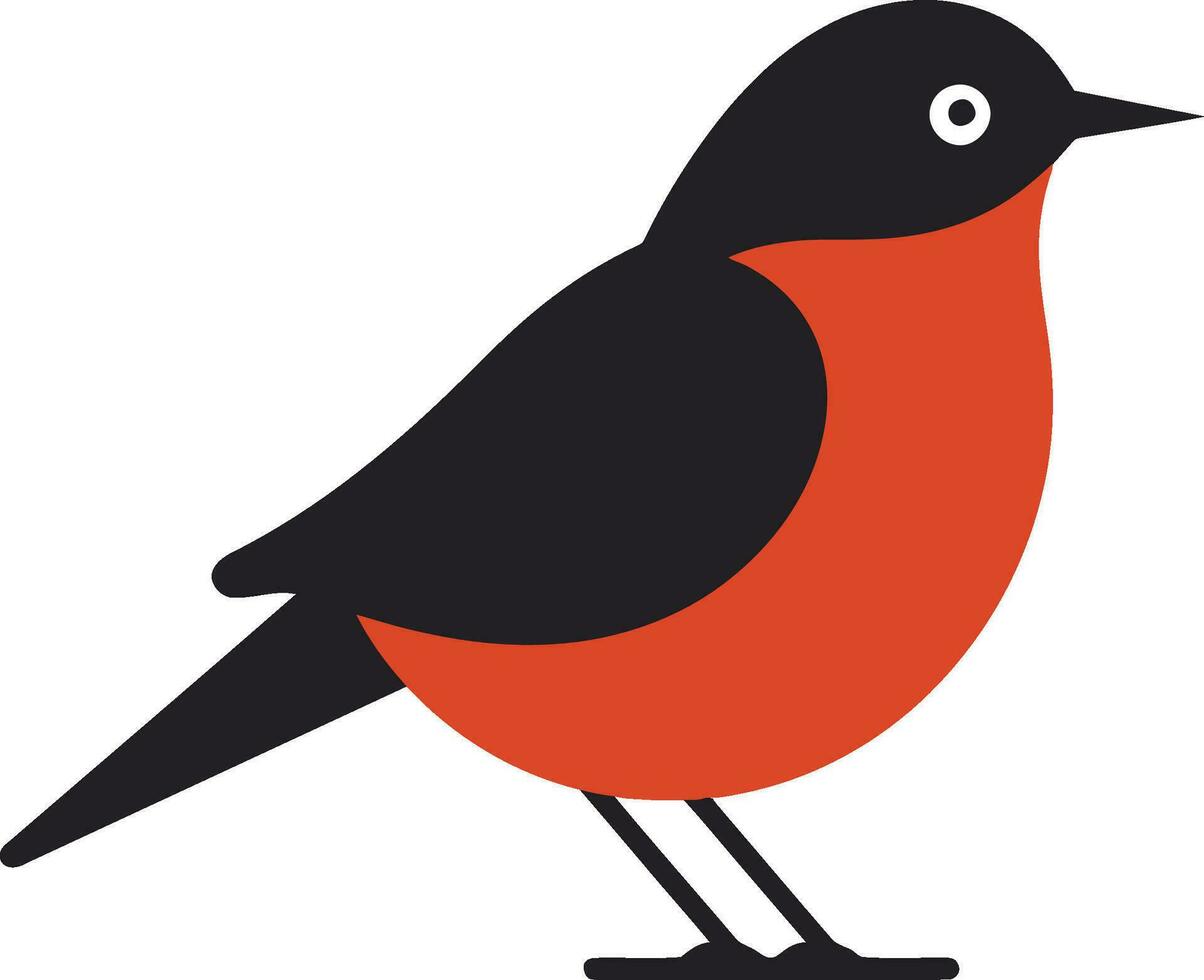 Feathered Majesty Monochromatic Bird Logo Icon of the Forest Black Robin Bird Symbol vector