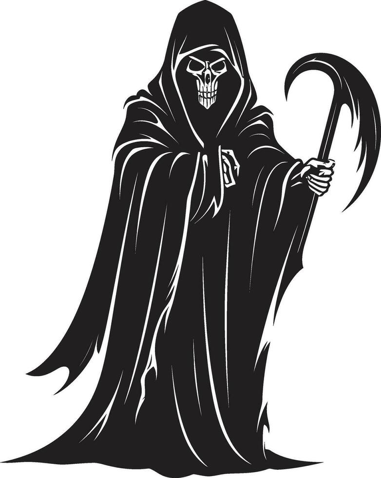 Icon of Eternal Rest Monochromatic Symbol Eternal Transition in Black Grim Logo Art vector