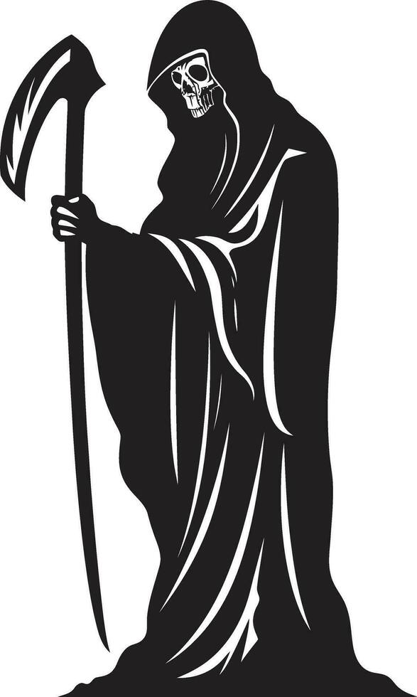 Majestic Reaper Majesty Monochrome Symbol Eternal Transition in Black Logo Design vector