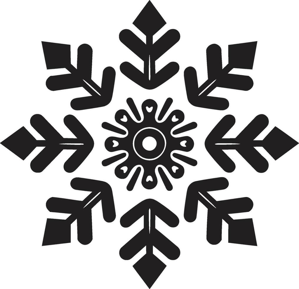 Noble Guardian of Snowfall Monochrome Emblem Ice Crystal Majesty in Simplicity Vector Snowflake