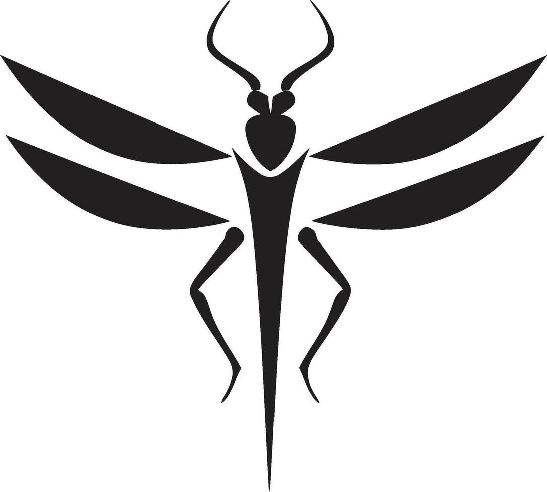 Insect Majesty in Black Logo Icon Iconic Mantis in Monochrome Vector Symbol