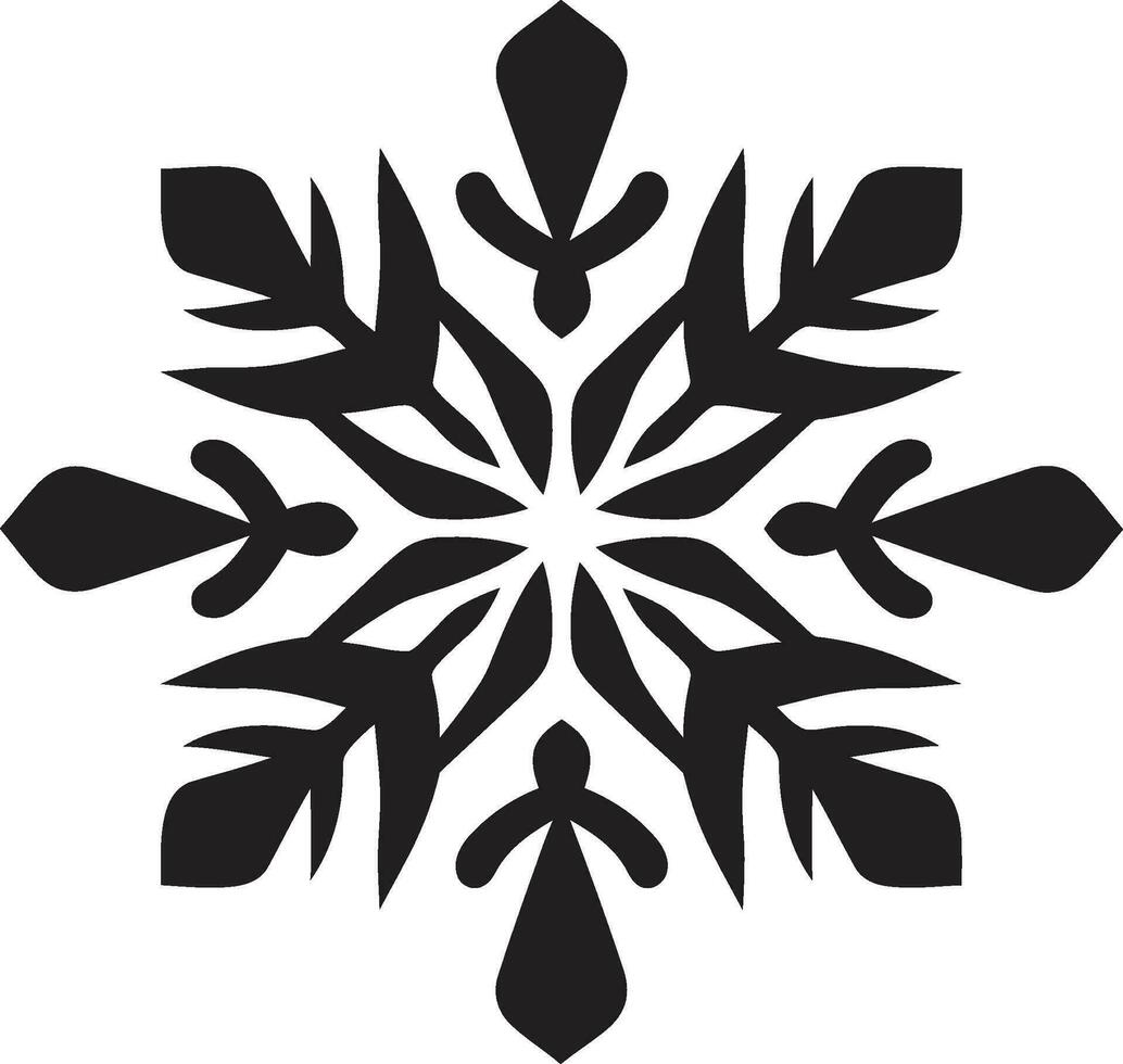 elegante copo de nieve emblema moderno negro logo diseño inviernos belleza icónico monocromo copo de nieve vector