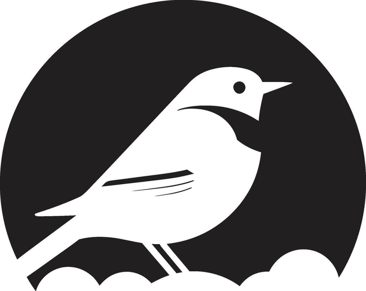 Elegance in Monochrome Emblematic Vector Icon Lyrical Charm of the Forest Robin Silhouette Icon