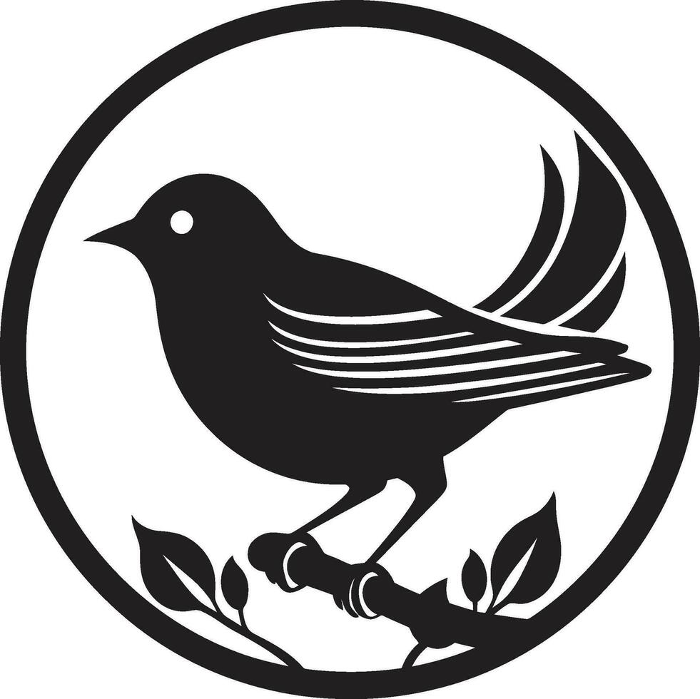 Serenade in Simplicity Black Bird Emblem Elegance in Flight Iconic Robin vector