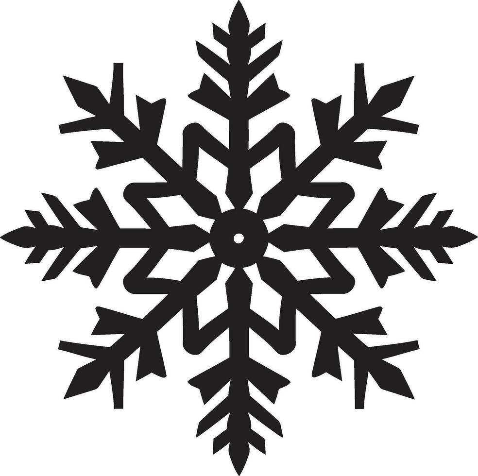 Symbol of Snow Monochrome Snowflake Icon Majestic Ice Crystal in Black Vector Emblem