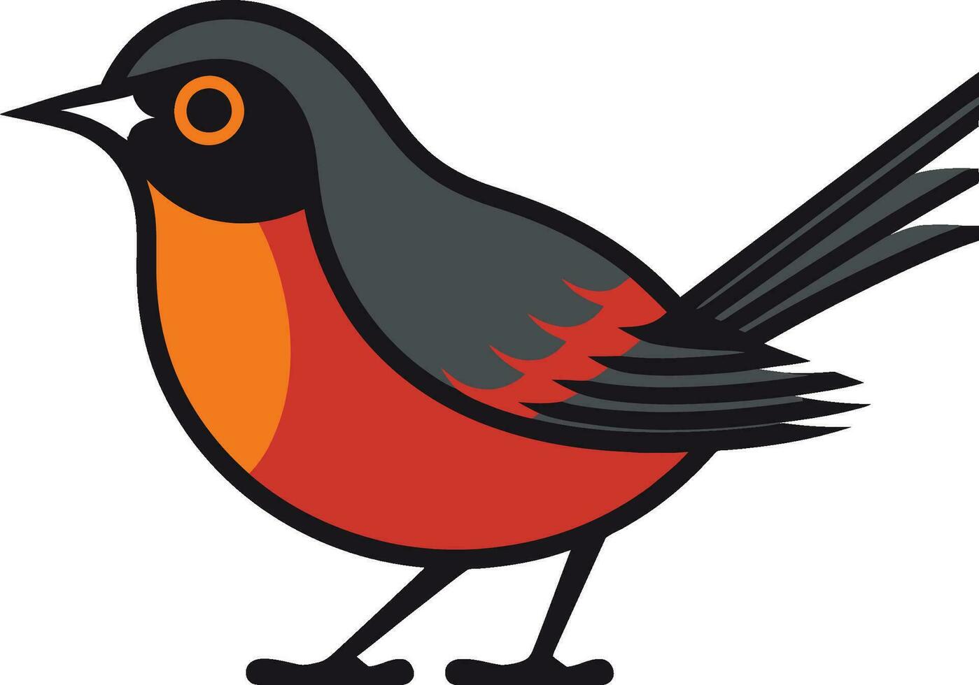 Woodlands Melodic Charm Black Robin Emblem Emblematic Natures Muse Logo Symbol vector