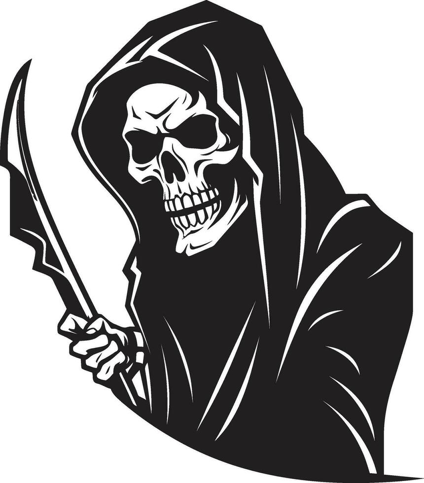 emblemático ángel de muerte logo diseño real segador perfil monocromo icono vector