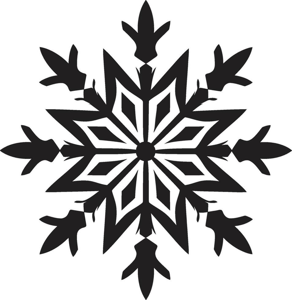 majestuoso hielo cristal en negro vector emblema eterno elegancia elegante copo de nieve icono