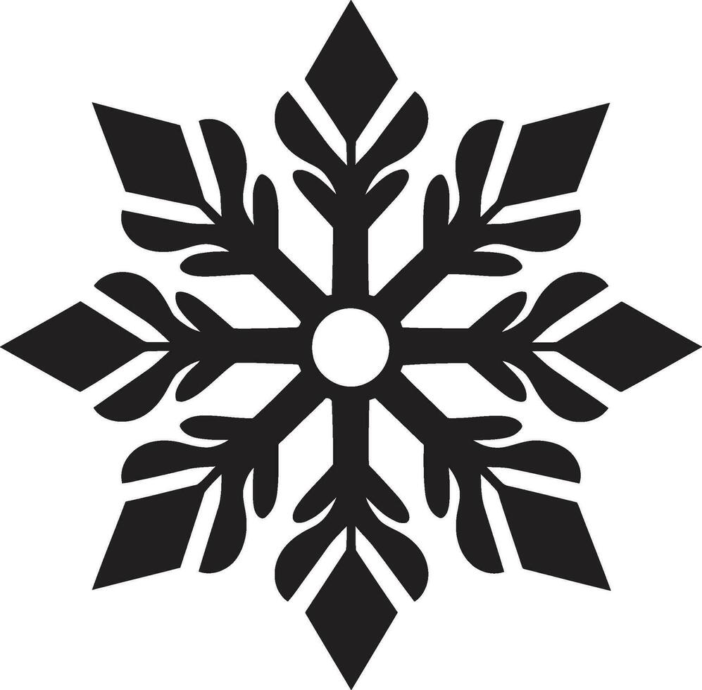 Timeless Elegance Stylish Snowflake Icon Simplistic Frost Monochromatic Snow Silhouette vector