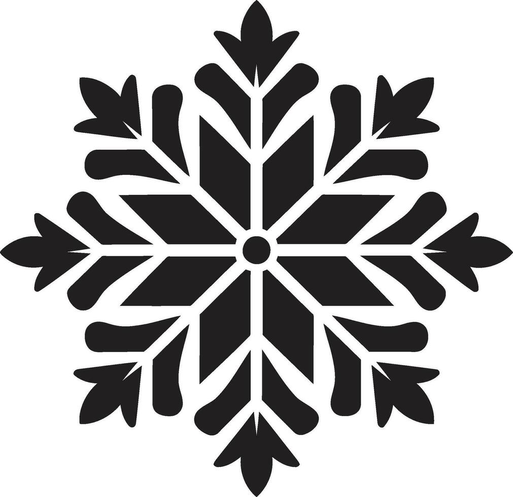 Emblematic Frosty Charm Logo Design Regal Snowflake Silhouette Modern Black Icon vector