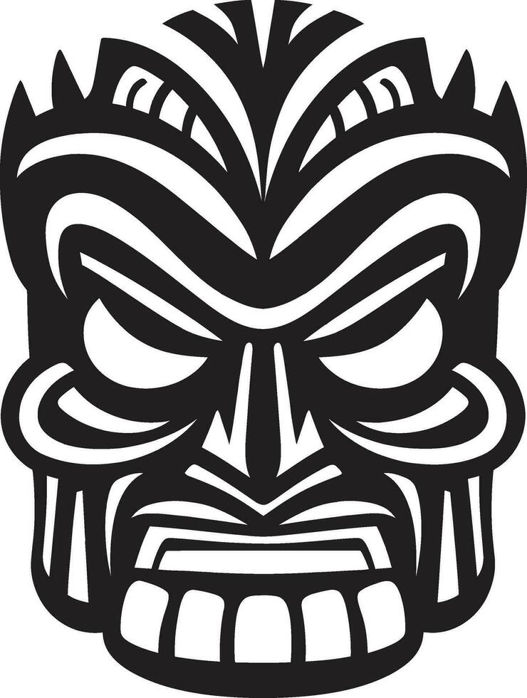 Noble Guardian of Indigenous Art Black Logo Simplistic Essence of Culture Tiki Mask Emblem vector