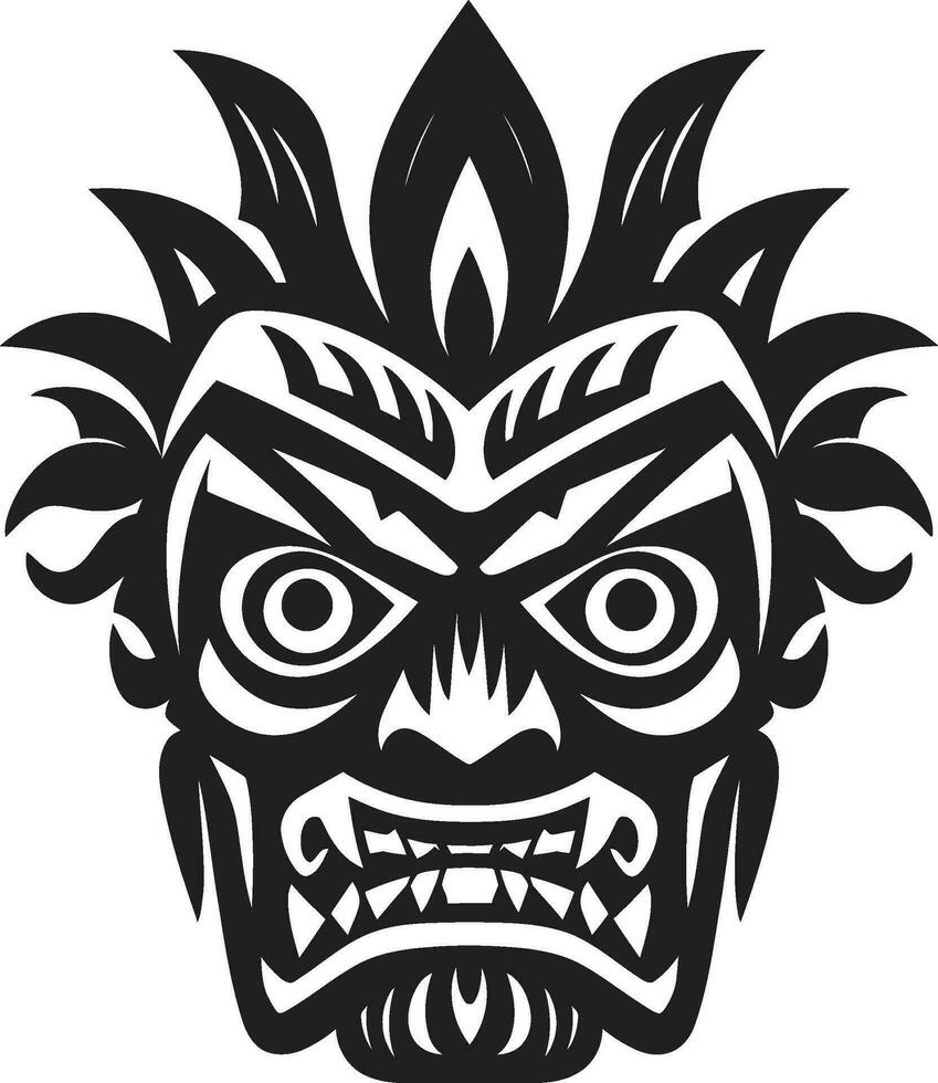 Tribal Totem Majesty Vector Emblem in Black Iconic Art of the Indigenous Monochromatic Design