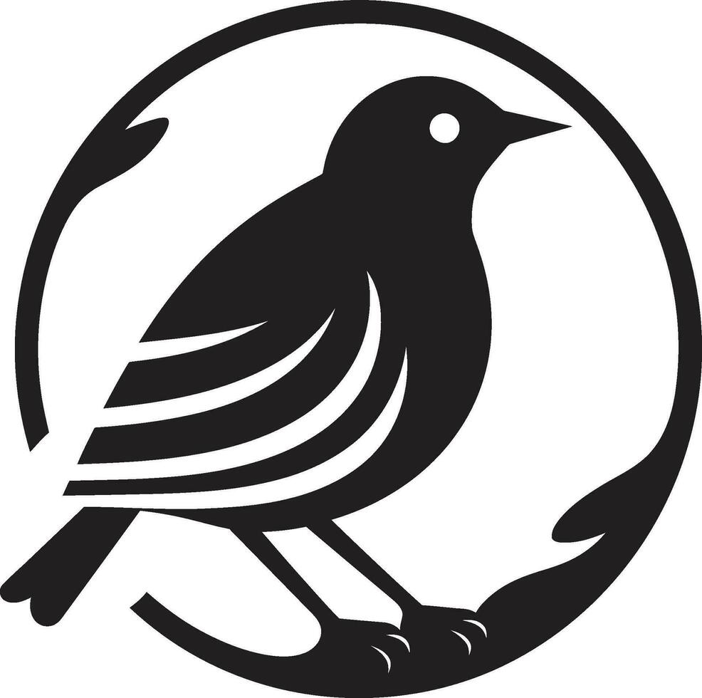 emblema de el bosque minimalista pájaro símbolo serenidad en monocromo Robin diseño icono vector