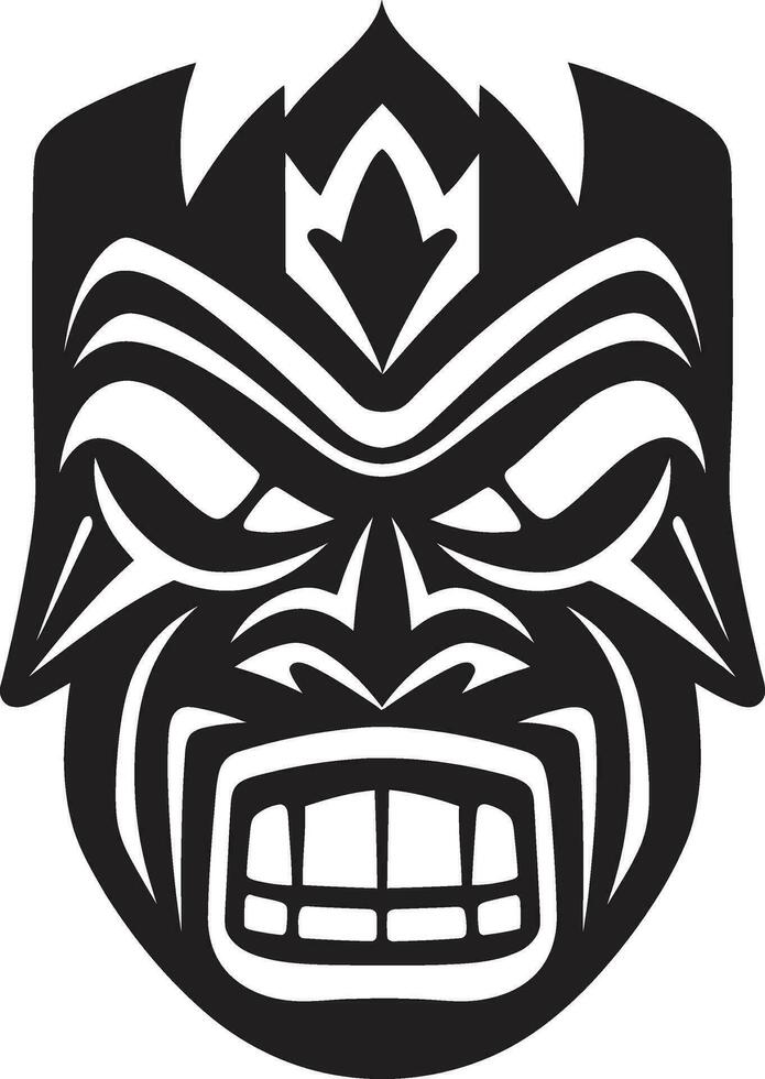 Iconic Heritage in Black Monochromatic Emblem Natures Tribute Tiki Logo in Black vector