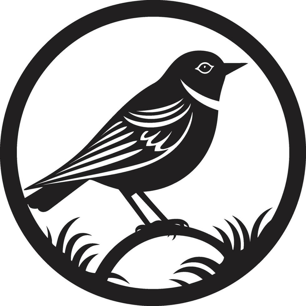 Minimalistic Nature Art Monochrome Emblem Icon of the Woodlands Robin Vector Logo