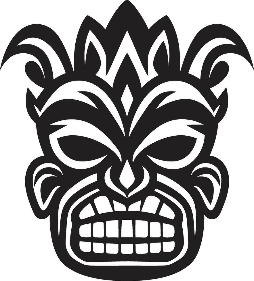 Regal Legacy in Simplicity Modern Tiki Mask Icon Serenade of Indigenous Spirit Monochrome Emblem vector