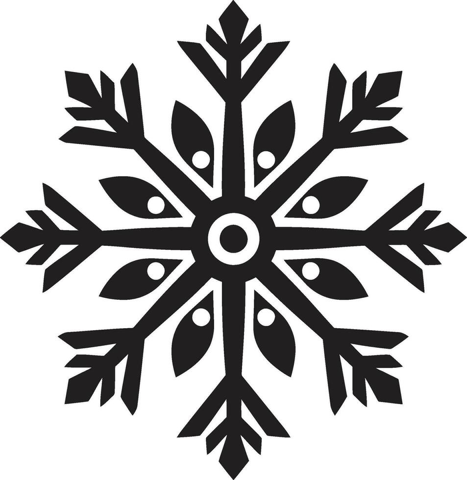 Regal Snowflake Majesty Emblematic Emblem Serenity in Black and White Icy Design vector