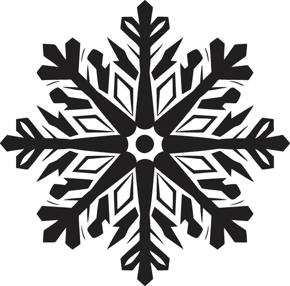 Majestic Ice Crystal in Black Vector Emblem Timeless Elegance Stylish Snowflake Icon