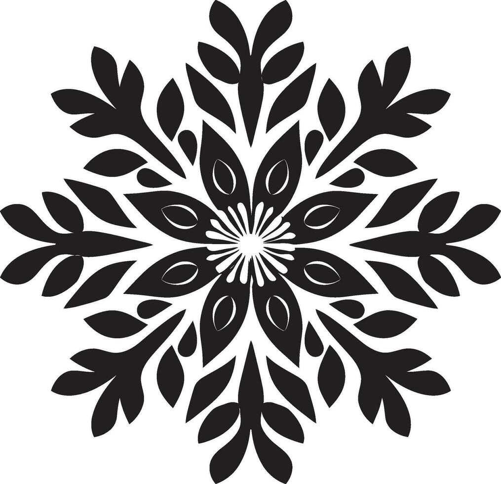 Elegance in Snowfall Monochromatic Symbol Regal Symbol of Winters Majesty Black Logo vector