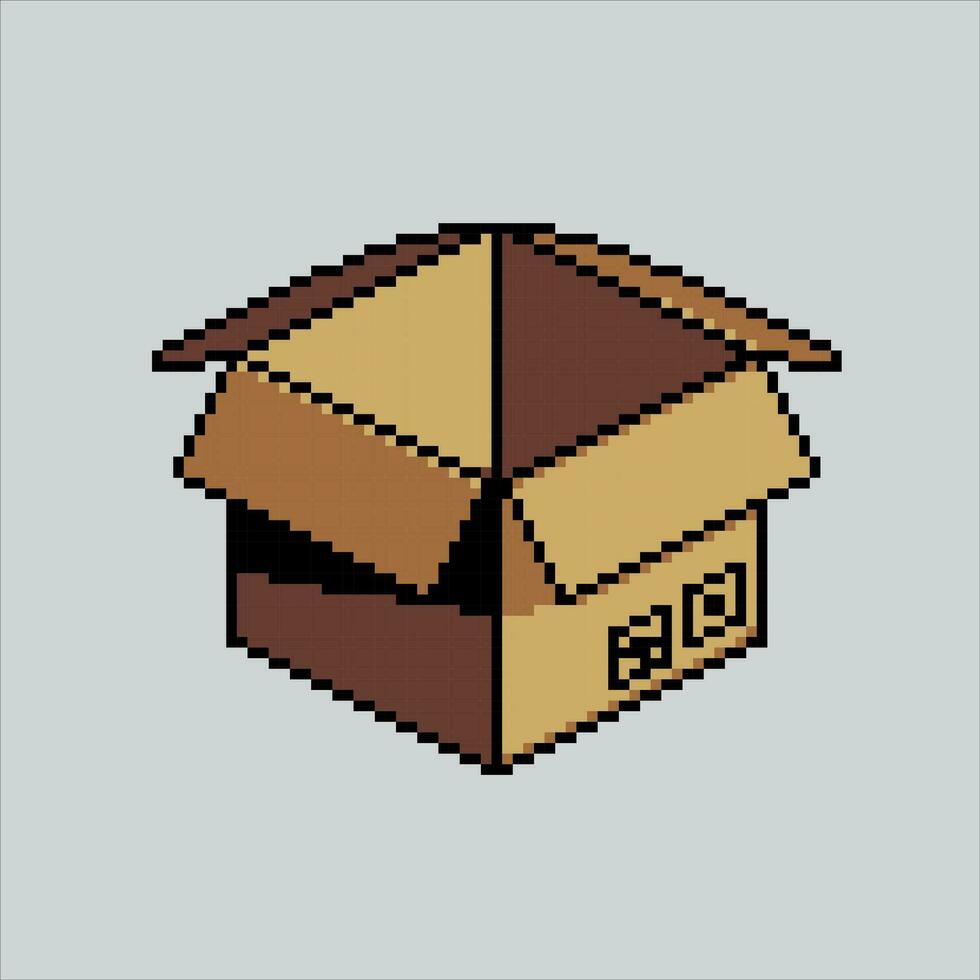 Pixel art illustration Cardboard Box. Pixelated Cardboard Box. Cardboard Box Shipping pixelated for the pixel art game and icon for website and video game. old school retro. vector