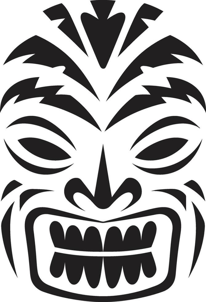 elegante símbolo de cultural riqueza monocromo emblema real tiki Arte en negro emblemático logo vector