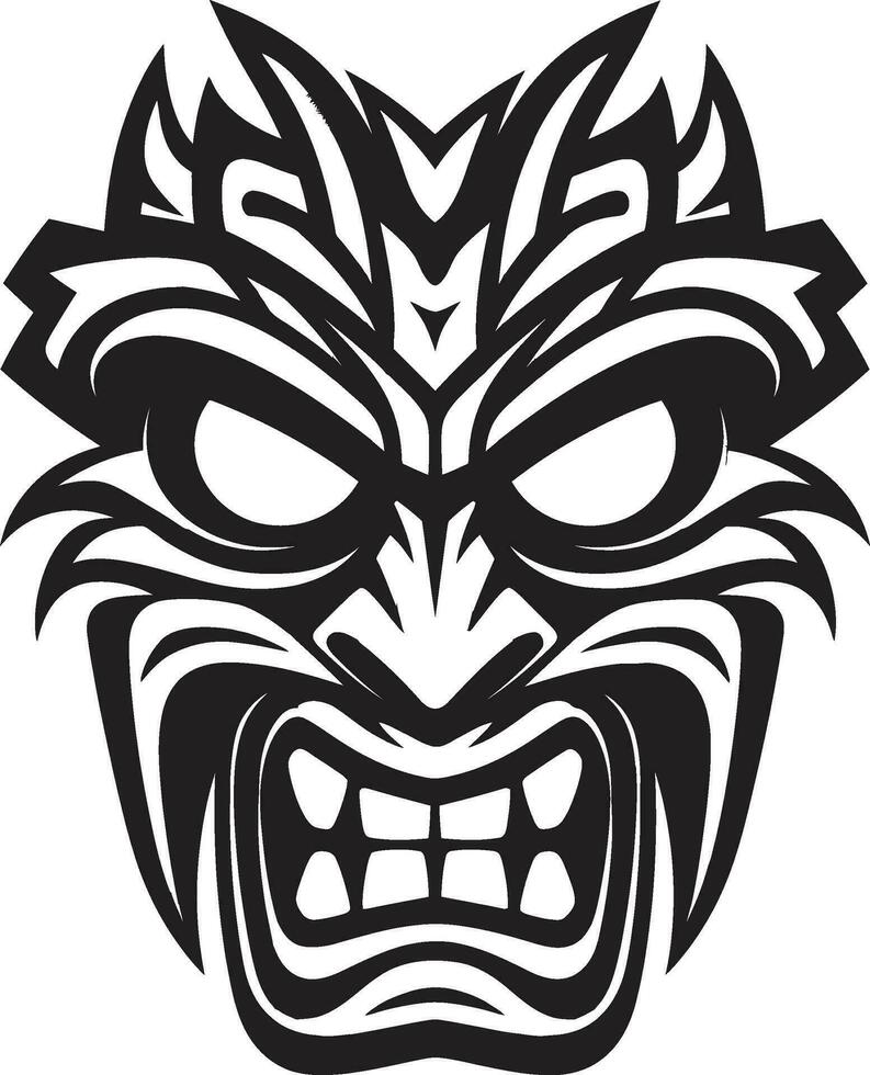 Iconic Art of the Indigenous Monochromatic Design Timeless Tiki Artistry Black Logo with Tribal Flair vector