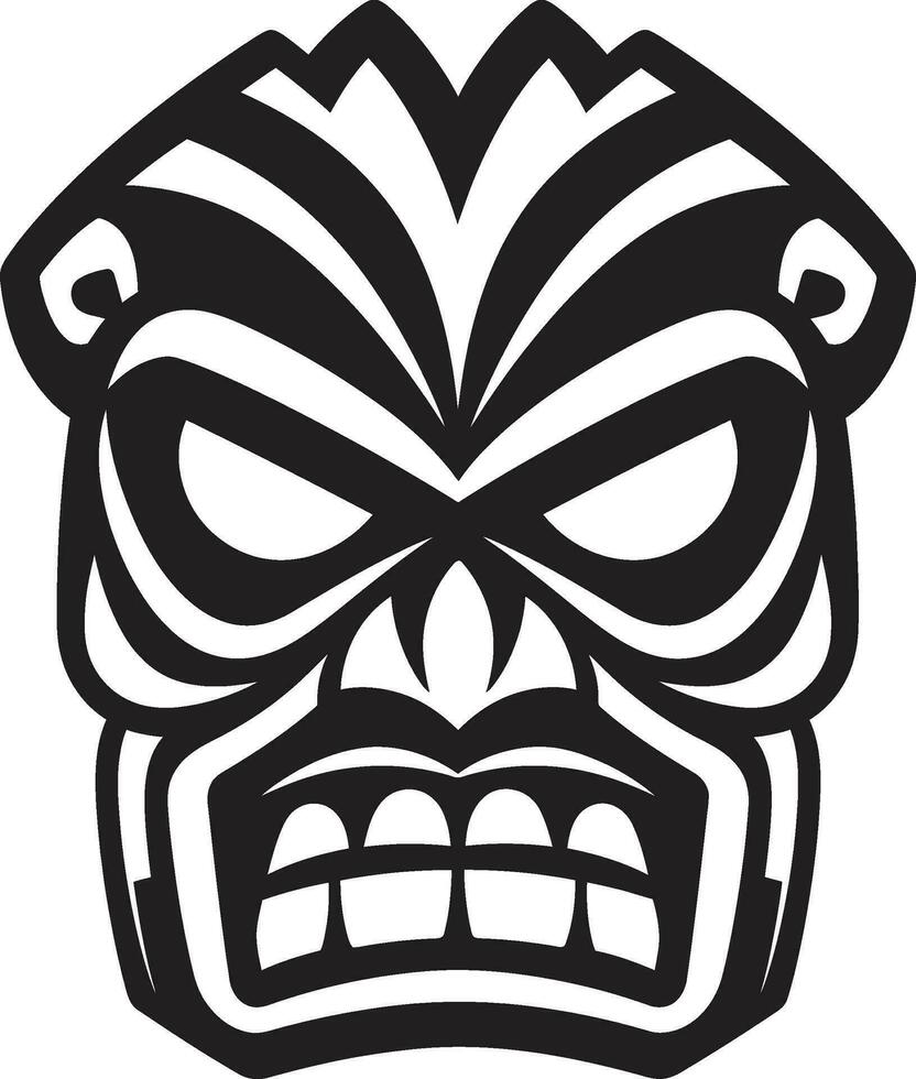 Serenade in Simplicity Black Tiki Mask Emblem Elegance in Tribal Legacy Iconic Tiki Symbol vector