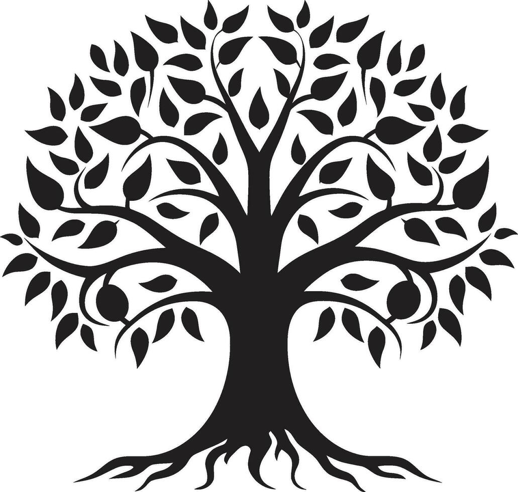 Simplistic Elegance Black Vector Tree Symbol of Green Majesty Emblematic Art