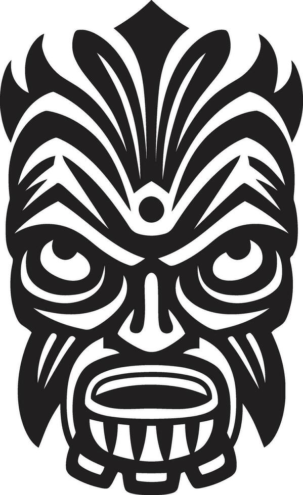 Icon of Cultural Richness in Monochrome Tiki Vector Emblem Elegant Tribute to Tradition Monochrome Tiki Mask Icon