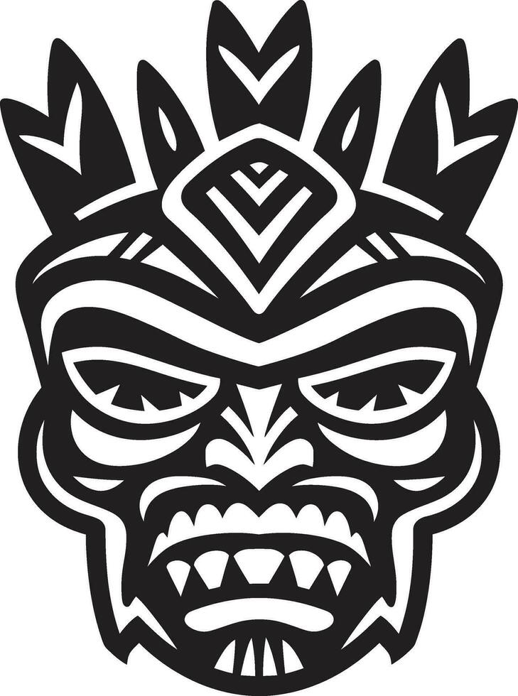 Cultural Symbol of Legacy Emblematic Tiki Logo in Black Mystic Tiki Mask Modern Black Logo Design with Tribal Flair vector