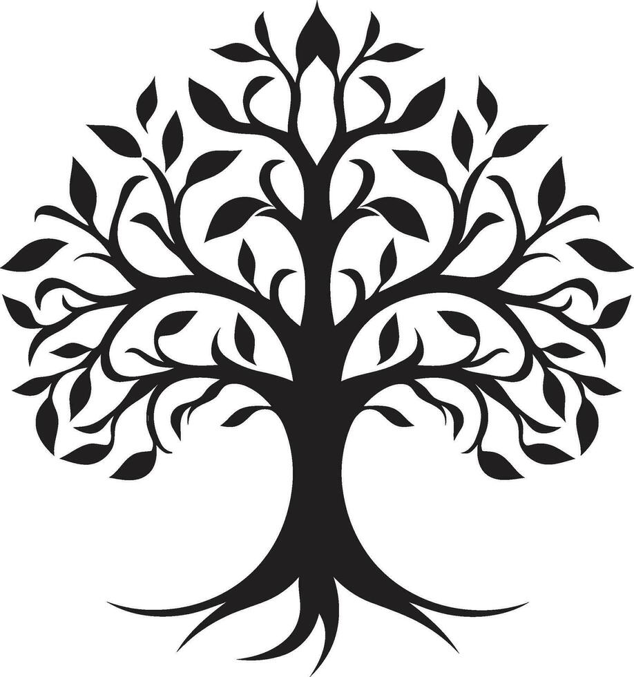 Arboreal Majesty Black Tree Logo Silhouette Symbol of Growth Monochrome Tree Icon vector