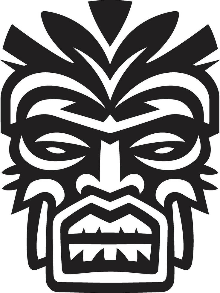 Simplistic Artistry Black Vector Tiki Mask Symbol of Traditions Majesty Emblematic Art