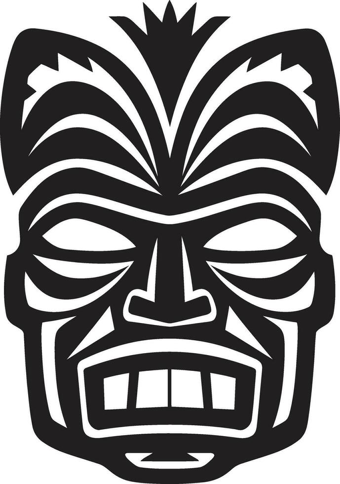 naturalezas esencia tiki símbolo en monocromo emblemático tribal encanto logo diseño con tiki máscara vector