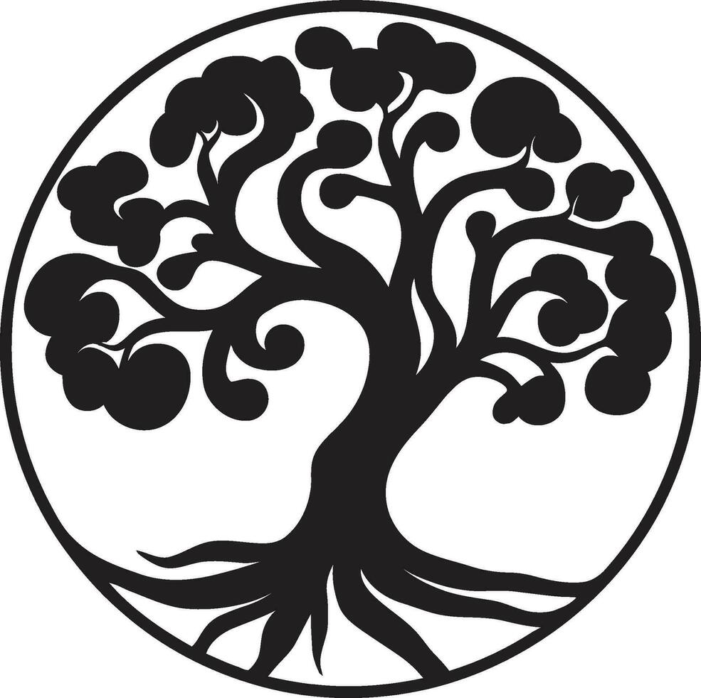 Icon of Natures Majesty Vector Tree Emblem Arboreal in Monochrome Iconic Logo Art