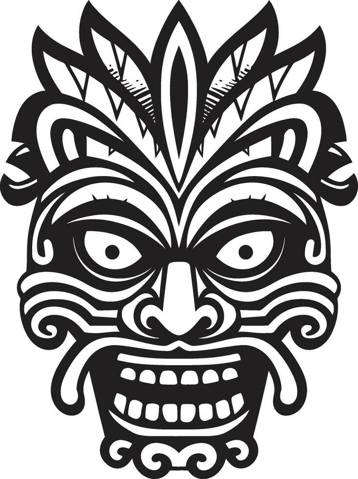 real Arte de el antiguos moderno negro icono serenidad en tribal elegancia monocromo máscara silueta vector